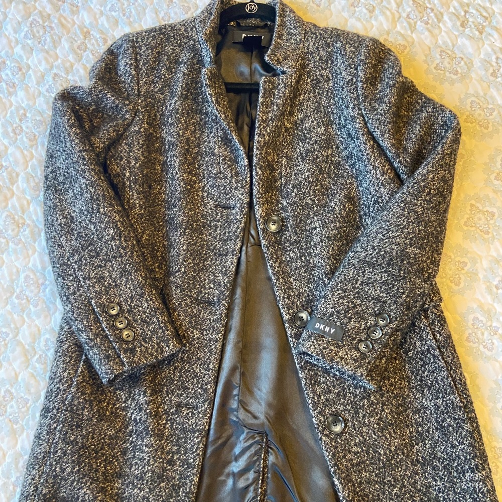 DKNY Single-Breasted Walker Coat Wool Blend